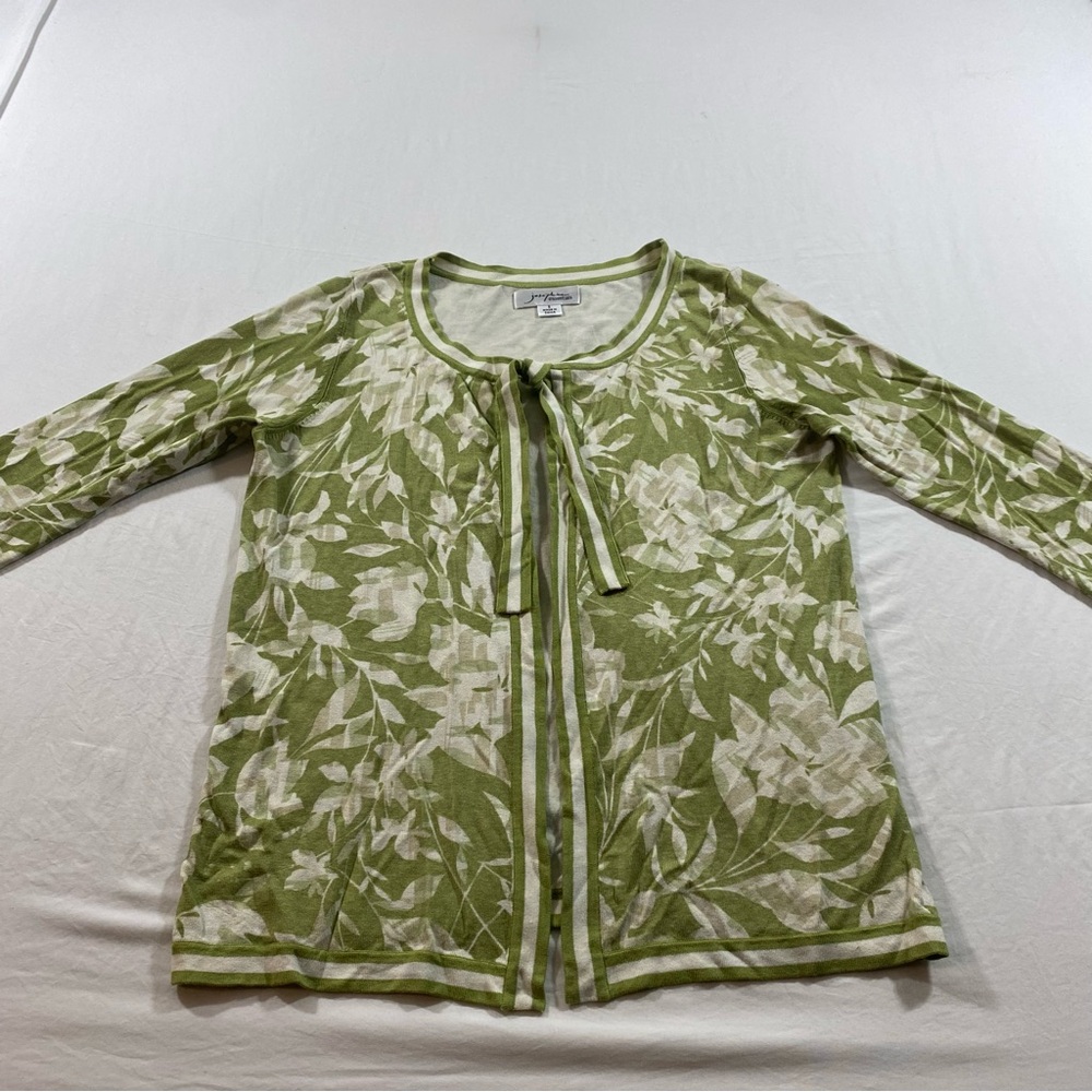 Josephine Essentials Cardigan Sweater Open Olive Floral Blouse top long sleeve